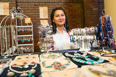 Picture of a girl with an accessories stall